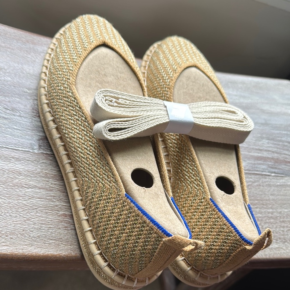 Rothy's gold shimmer - lace up Espadrilles: Lightweight Summer Shoes